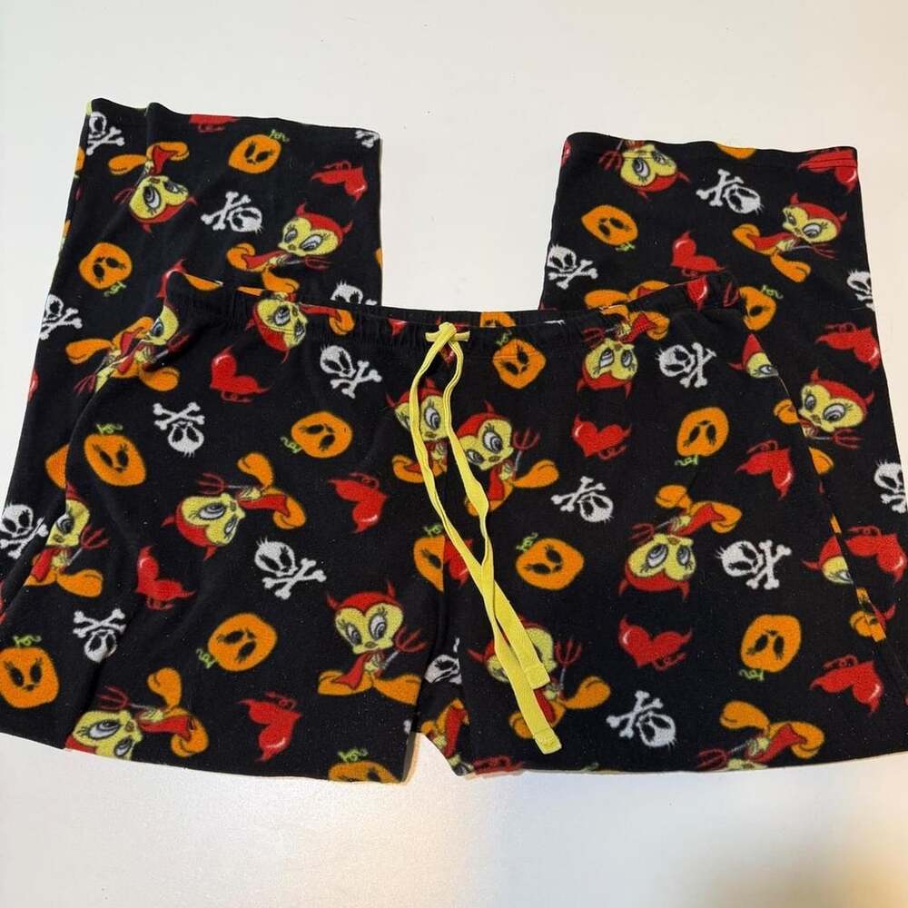 Vintage 2000s Tweety Bird Halloween Devil Looney Tunes Grunge Pajama Bottoms